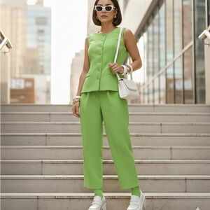 Helene Blake Lime Green Culottes Set Size 18